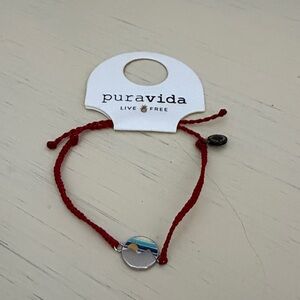 NWT Pura Vida Red Braided Bracelet with Charm